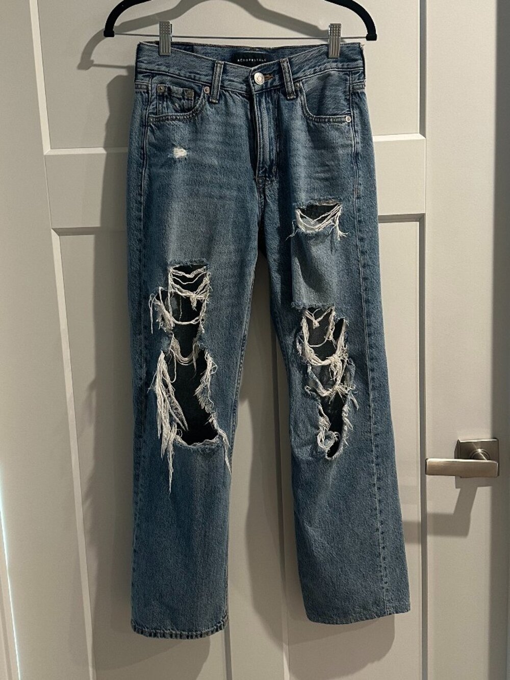 Aéropostale Blue Ripped Straight Leg Jeans